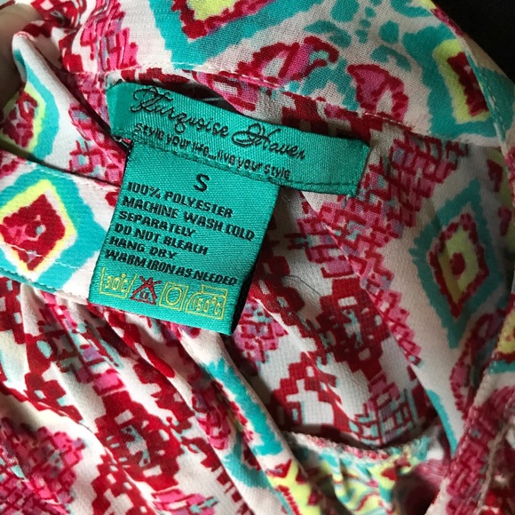 TURQUOISE Haven Multicolor bright pattern top - Picture 6 of 7